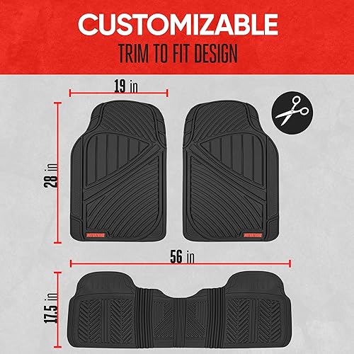 Miniatura 6 de Motor Trend FlexTough Performance All Weather Rubber Car Floor Mats with Cargo Liner – Full Set Front & Rear Floor Mats for Cars Truck SUV,