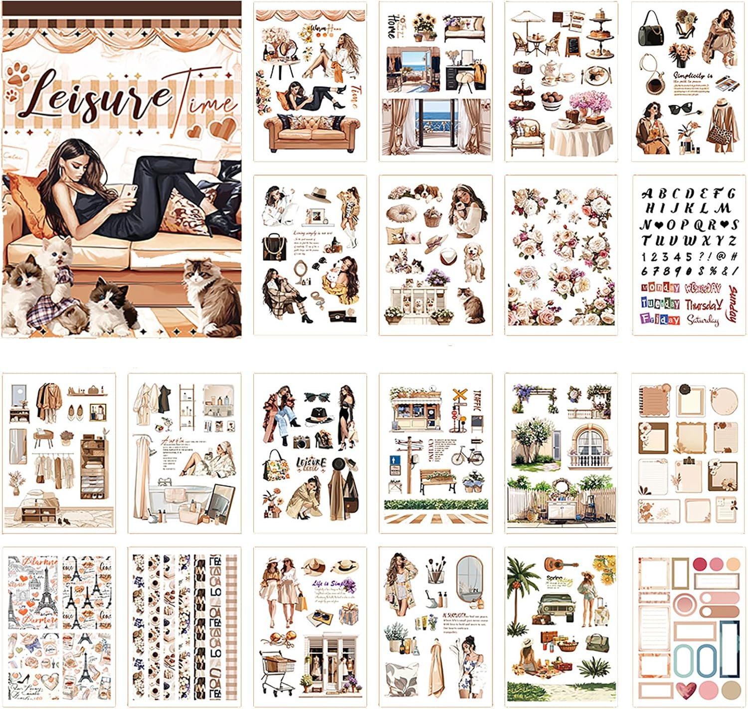 A5 Size Journaling Stickers - 200 Pre-Cut Washi Stickers for Junk Journal & Scrapbooking image 2