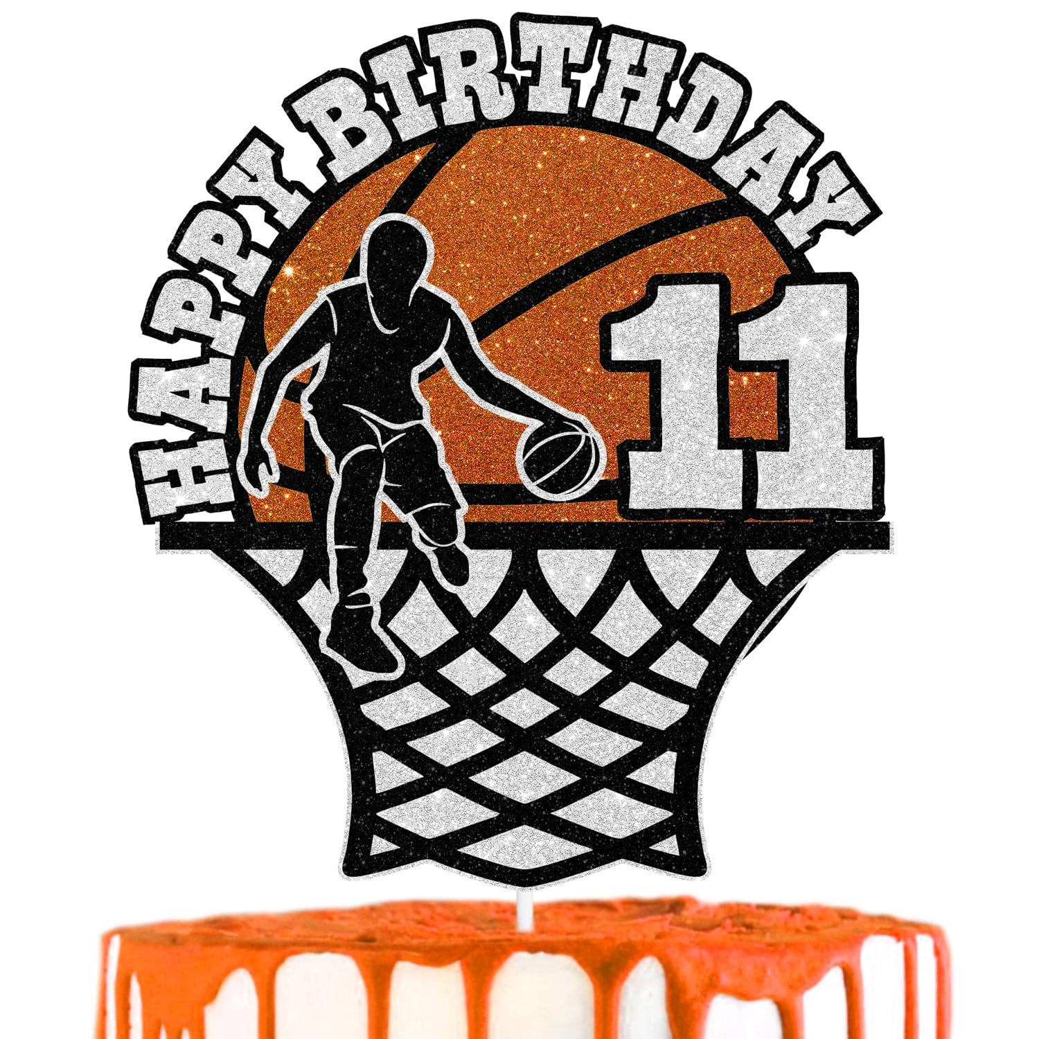 Basketball Cake Topper Teen Player 11th Birthday Happy Decoration, Basketball Themed Birthday Party, Sports Themed Birthday Party or Ball Sports