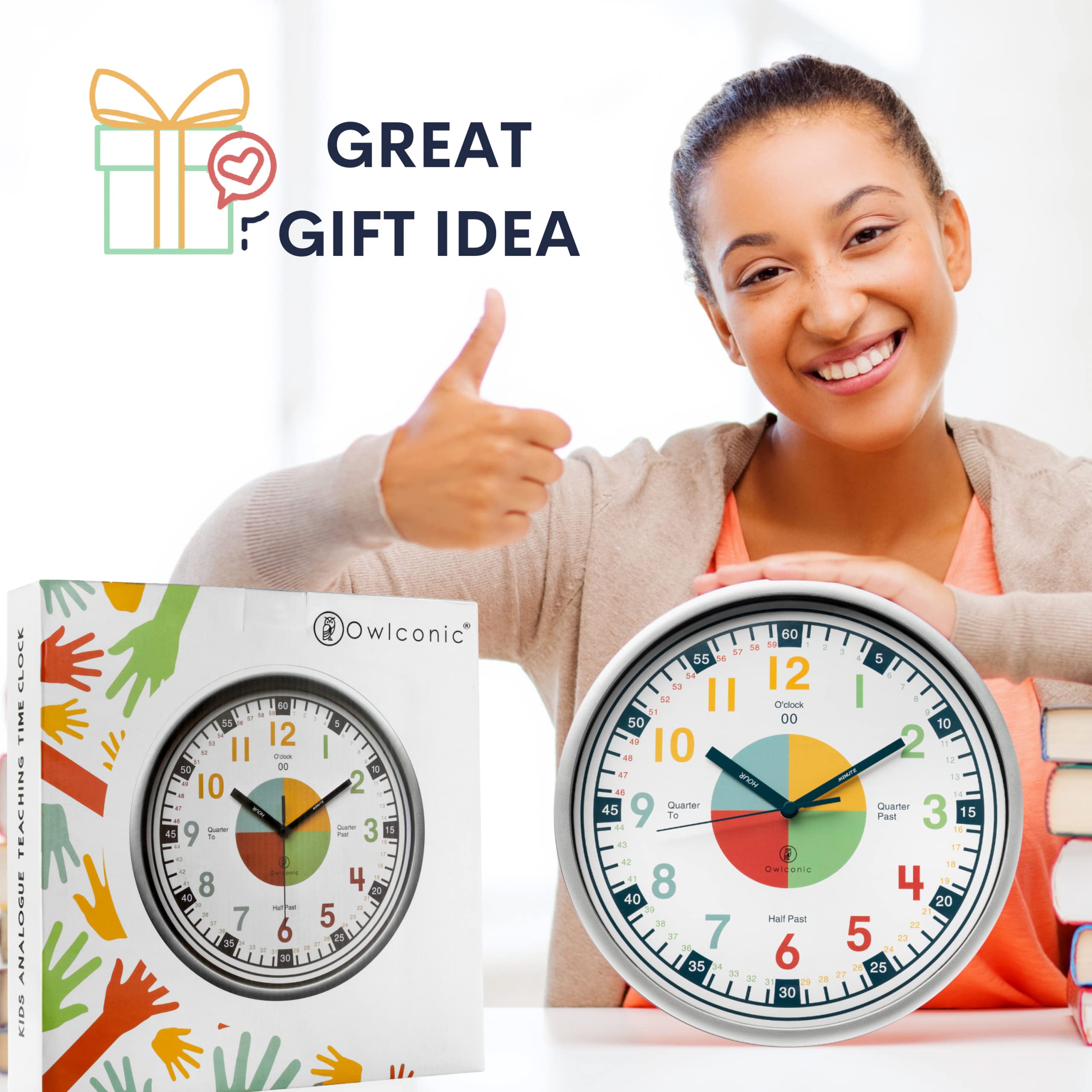 Buy OWLCONIC Telling Time Teaching Clock Kids Clock, Kids Room Decor