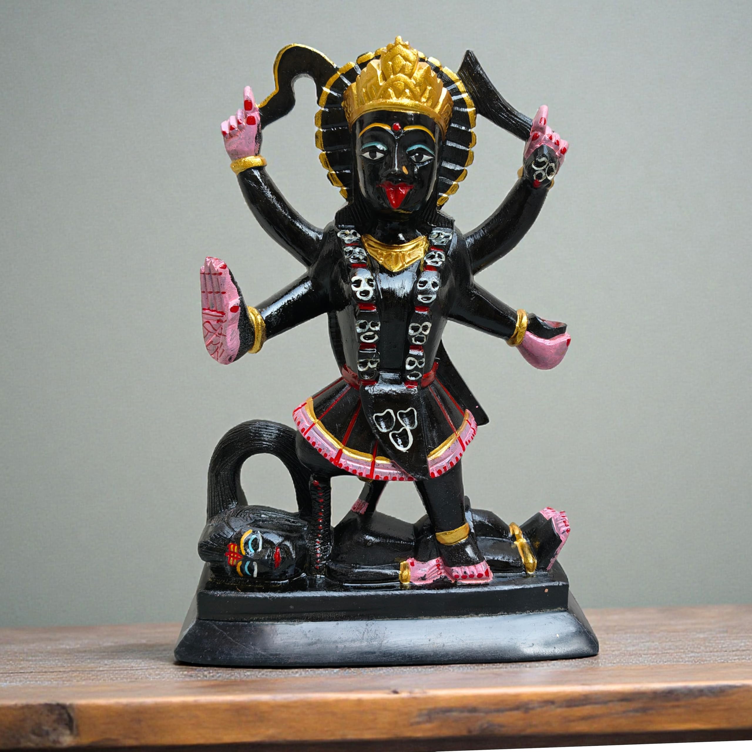 Statue Kali Mata marbre 21cm | Mahakali sur Shiva idole hindoue Puja