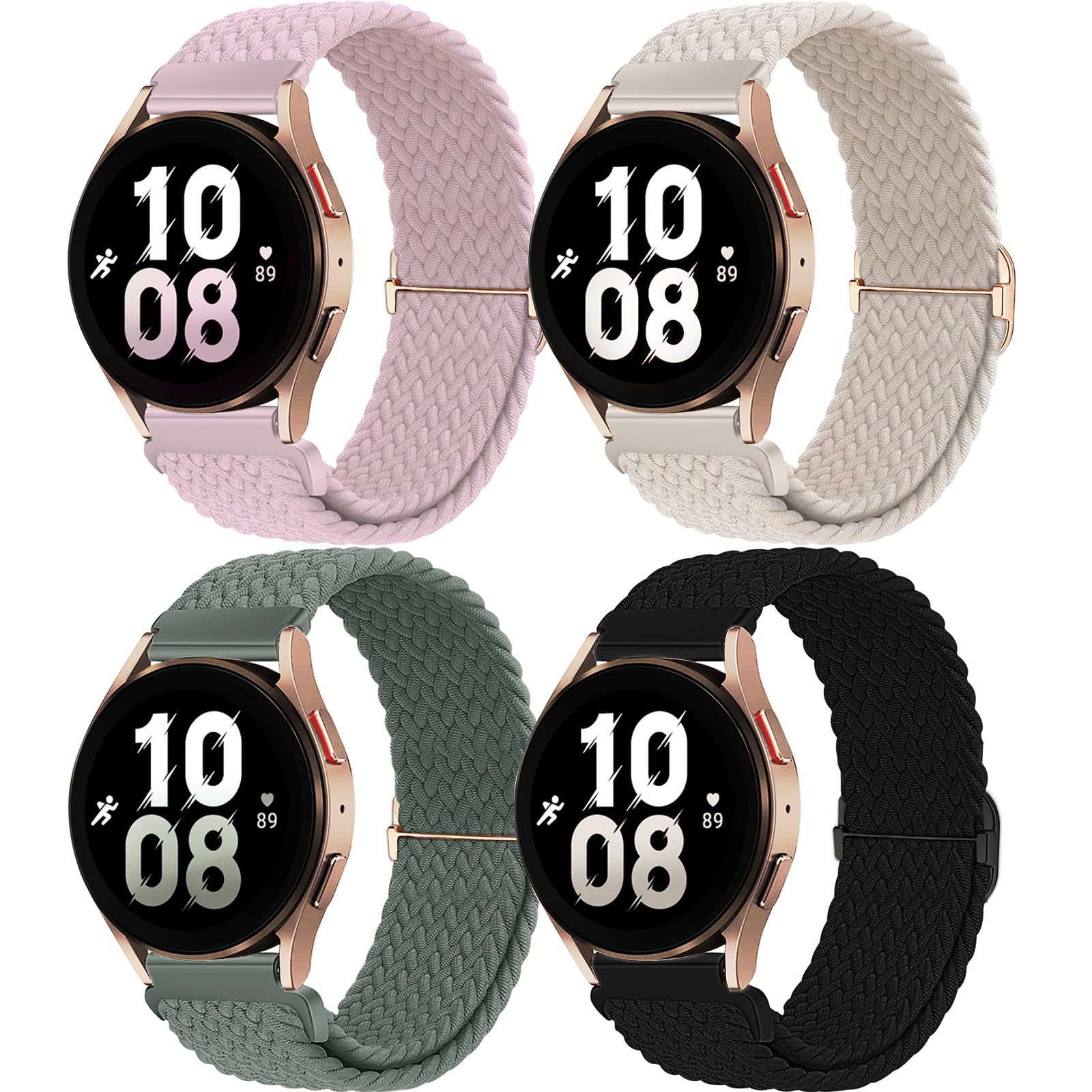 chinbersky 20mm Nylon Geflochtenes Armband Kompatibel mit Samsung Galaxy Watch 4/5/6/7/FE 40mm 44mm Armband/Watch5 Pro/Watch 4&6 Classic/Active 2 40mm 44mm/Watch3 41mm/Gear Sport/Gear S2 Classic
