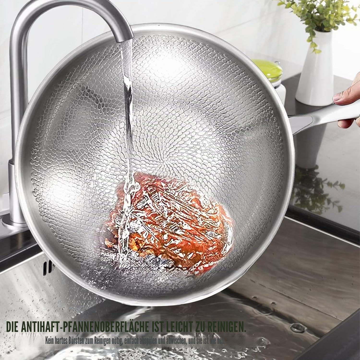 Titanium Antihaft-Bratpfanne mit Deckel – Kratzfeste Nutri-Pfanne für alle Herdarten – langlebiges & vielseitiges Kochgeschirr für gesundes Kochen (mit Deckel, 30 cm)