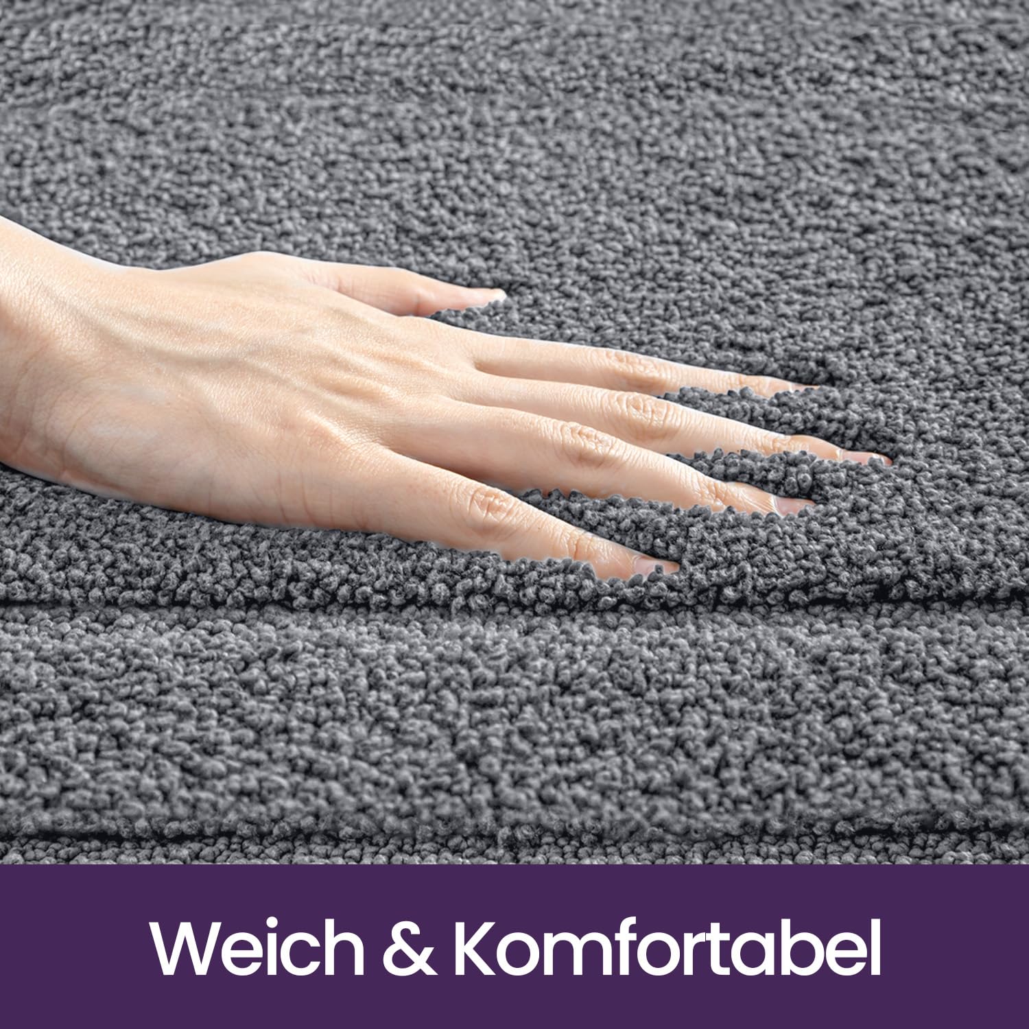 DEXI Badezimmerteppich 60 x 110 cm, weicher Badematte, rutschfest waschbar Badvorleger, Saugfähige Duschvorleger für Badezimmer, Dusche, Dunkelgrau