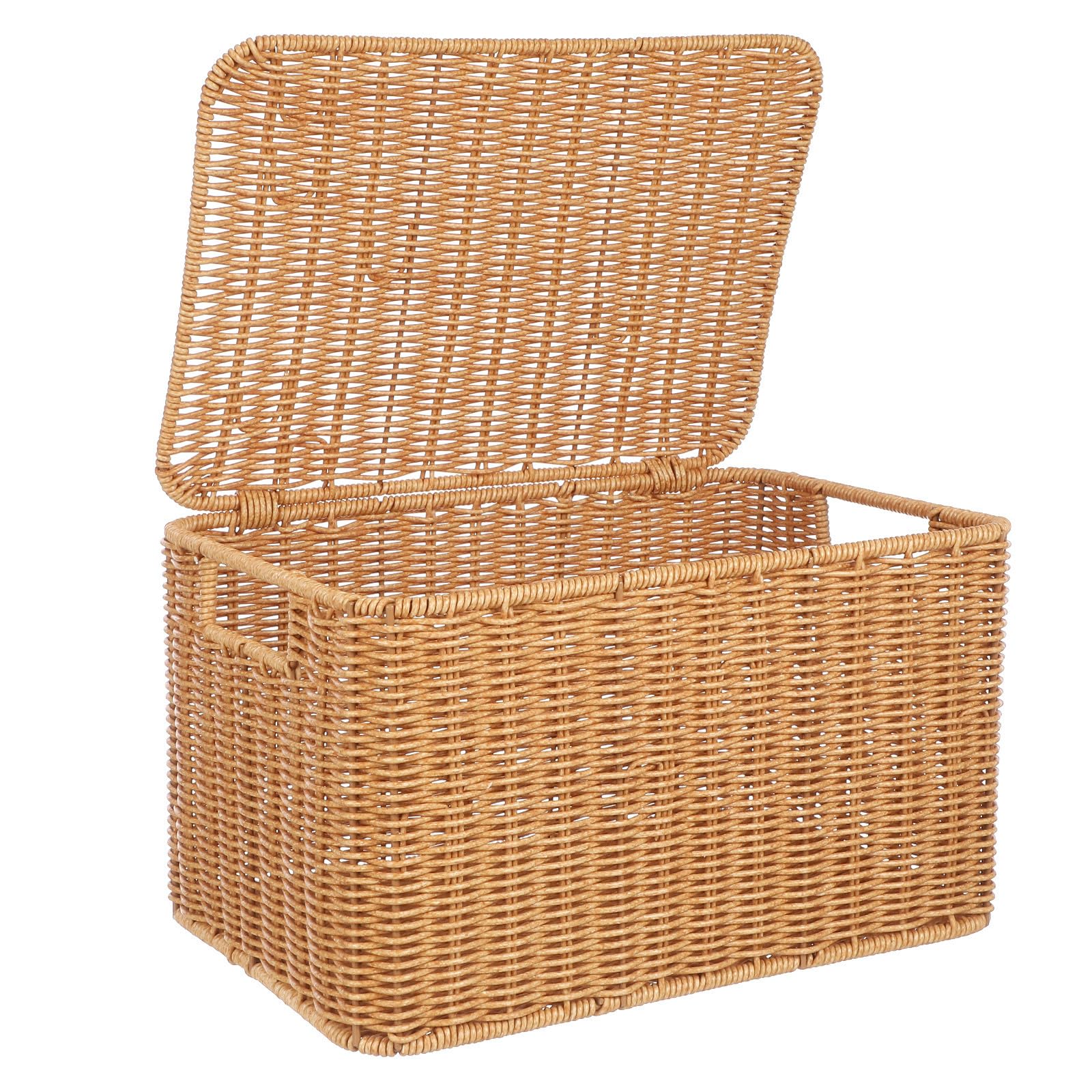 Gadpiparty Panier de Rangement Tressé Robuste et Conçu avec Couvercle en Pp et Cadre Grosse Capacité pour Vêtements et Accessoires