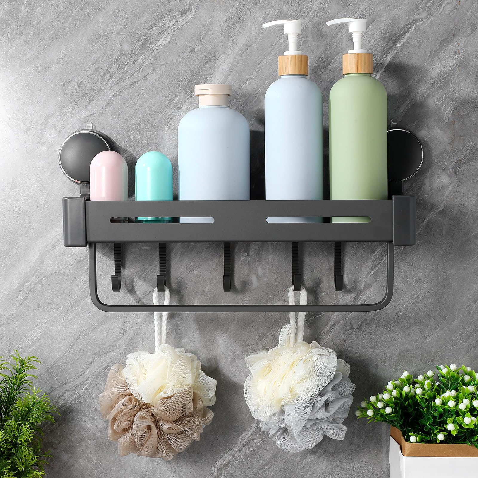 Estante de Almacenamiento de Aluminio y Plástico con Ventosa Organizador de Especias y Utensilios Ahorro de Espacio Práctico para Cocina y Despensa