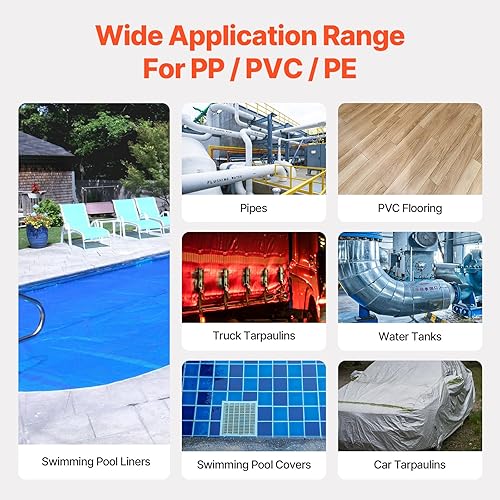 Miniatura 4 de VEVOR pistola de aire caliente para soldar plástico, pistola de aire caliente de 1600 W, pistola de soldadura de PVC TPO de vinilo con temperatura