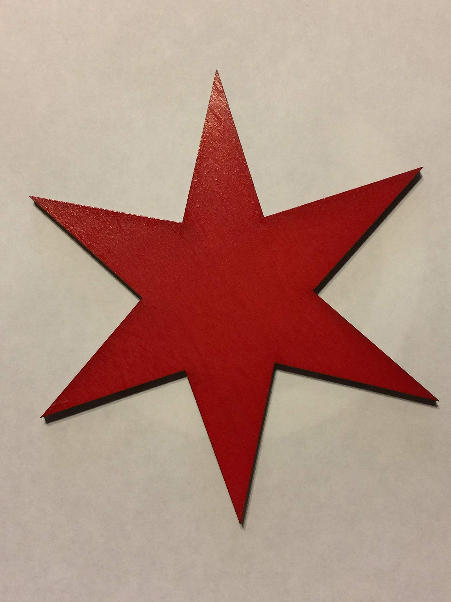 RED 6 Inch x 4pcs 6 Point Chicago Stars Laser Cut Made in Illinois