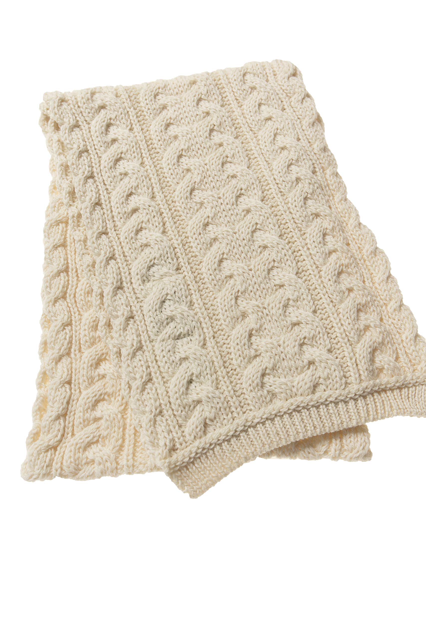 Aran Crafts Irish Cable Knitted Heavyweight Cold Weather Scarf 10"x64" (100% Merino Wool)