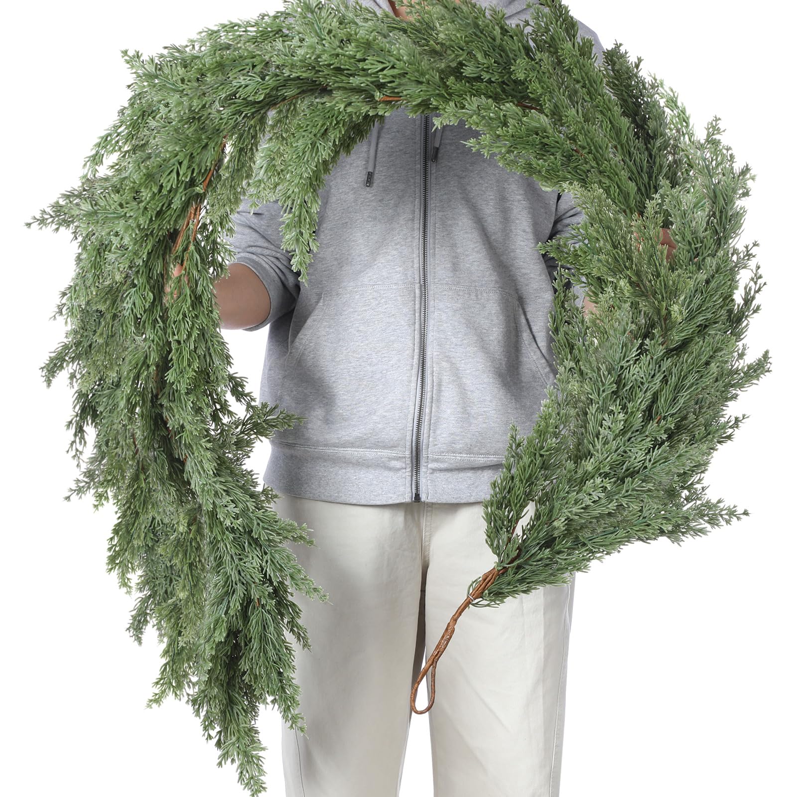 Dingion 2 Pcs 6 ft Christmas Cedar Garland - Softer & Thicker Realistic Pine Needles Artificial Classic Garland Decoration for Winter Holiday Mantel, Stair, Table