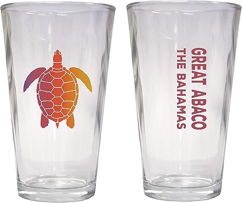 Great Abaco The Bahamas Souvenir 16 oz Pint Glass Turtle Design