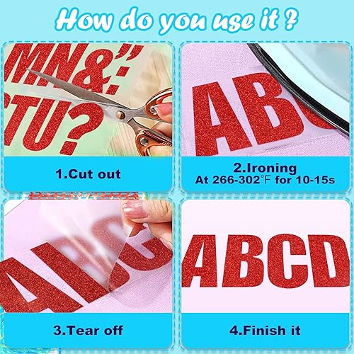 Miniatura 6 de Cysincos Letras termoadhesivas para ropa, camisetas de transferencia de calor, parches de letras de vinilo, calcomanías para planchar, ropa,