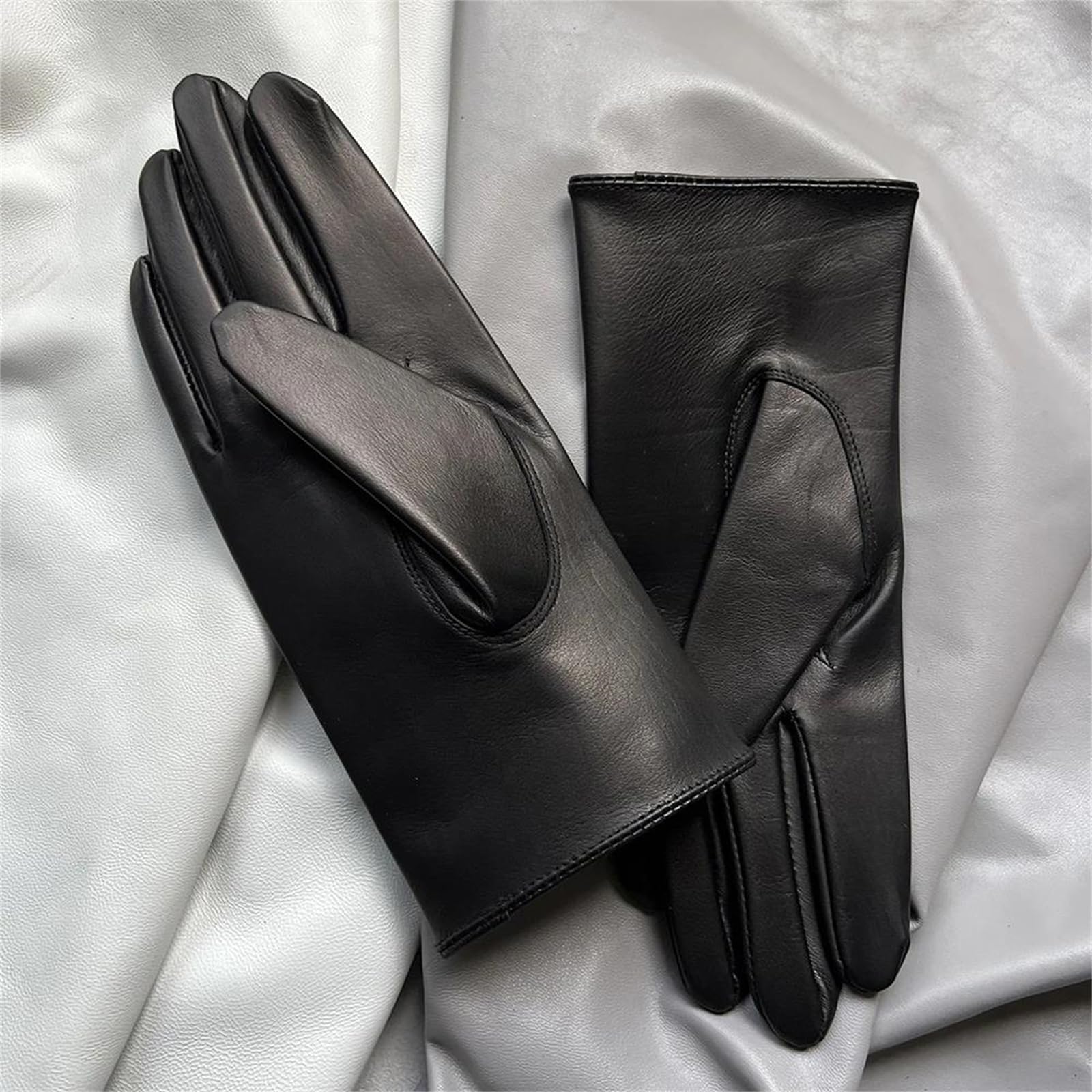 Guantes unisex de piel de vaca auténtica para hombre, de una sola capa, sin forro, para invierno, conducción, motocicleta