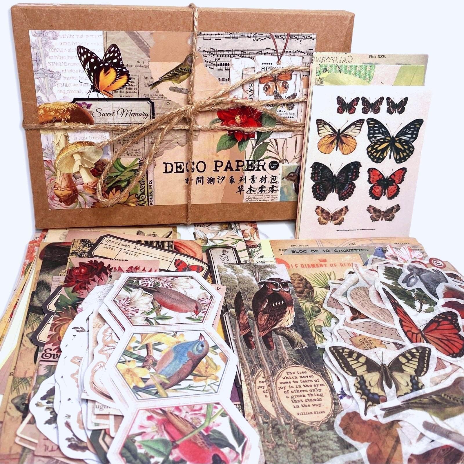 LCLAIDYDY 400PCS Vintage Scrapbooking Supplies Stickers,Aesthetic Ephemera Pack Scrapbook Decoupage Paper for Journaling Bullet Junk Journals Planners DIY Collage Craft Notebooks Album