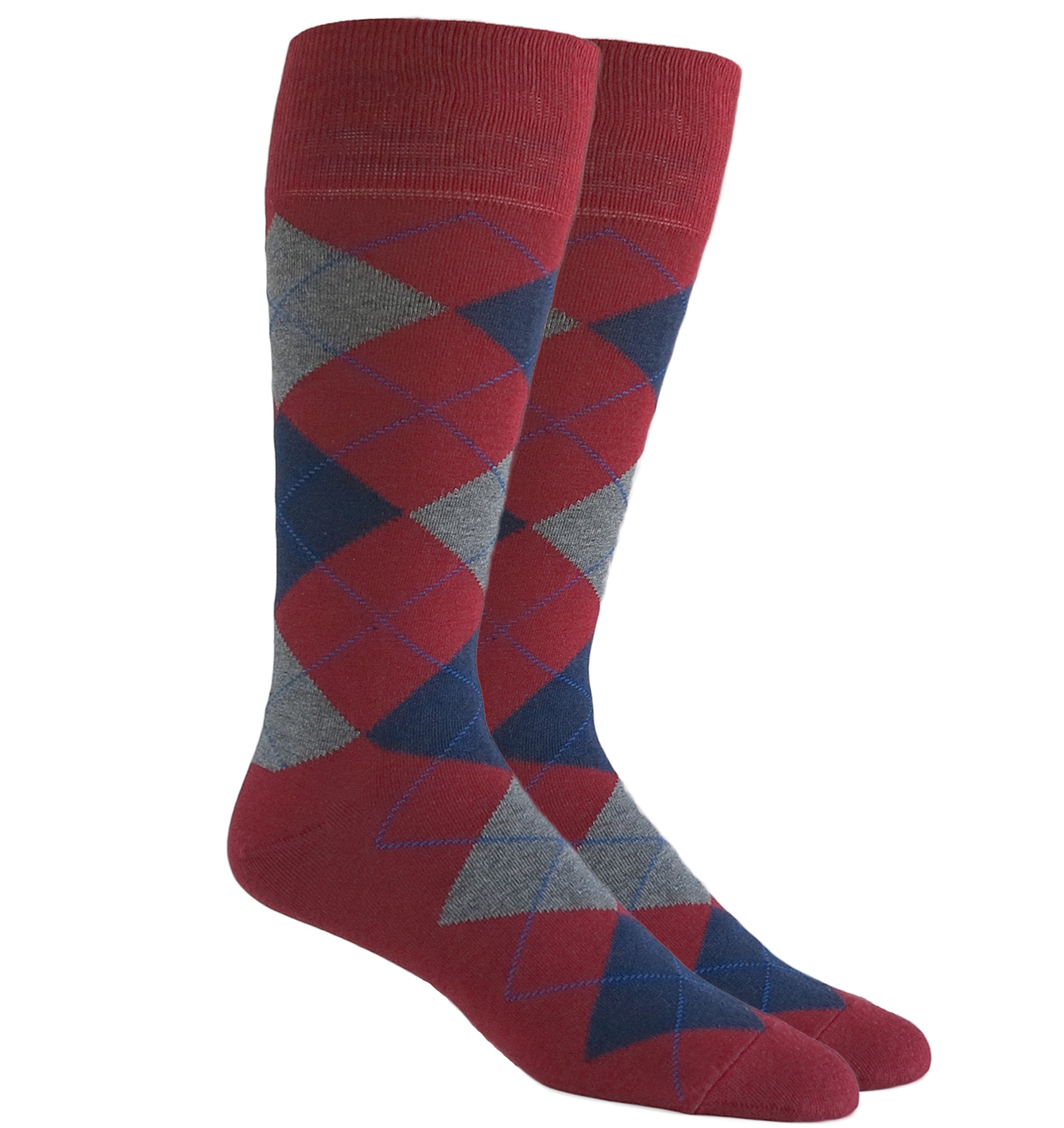 vangobeautyArgyle Men's Cotton Blend Midcaft Dress Socks Red Wine Grey Navy Blue Size 8-14