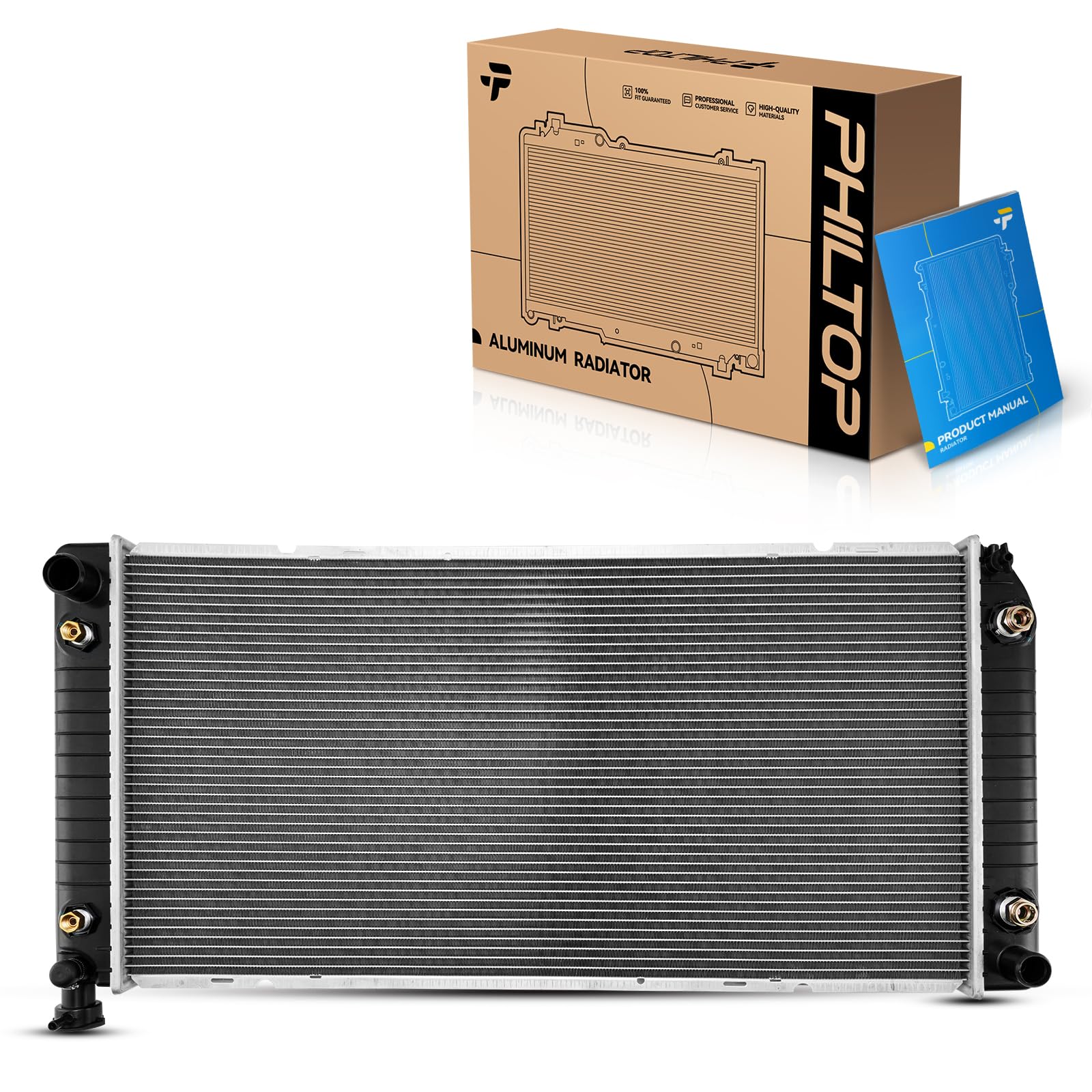 PHILTOP CU1693 Radiator With TOC and EOC 17-1/4“Core Compatible With C1500, C2500, C3500, K1500, K2500, K3500, C3500HD, Escalade, Blazer, R20, R30, V20, Yukon (with Heavy Duty Cooling)