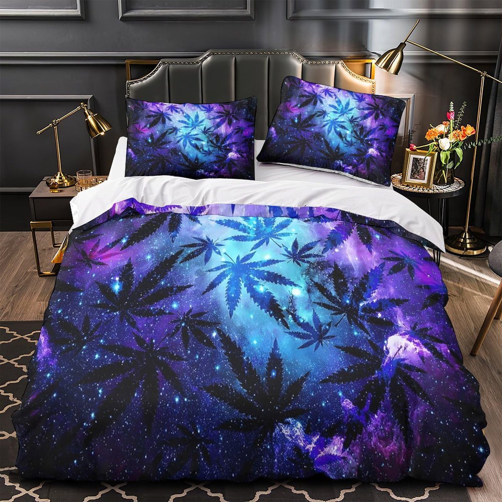 Parure de lit motif feuille d'érable 3D 200x200 pour chambre de garçon