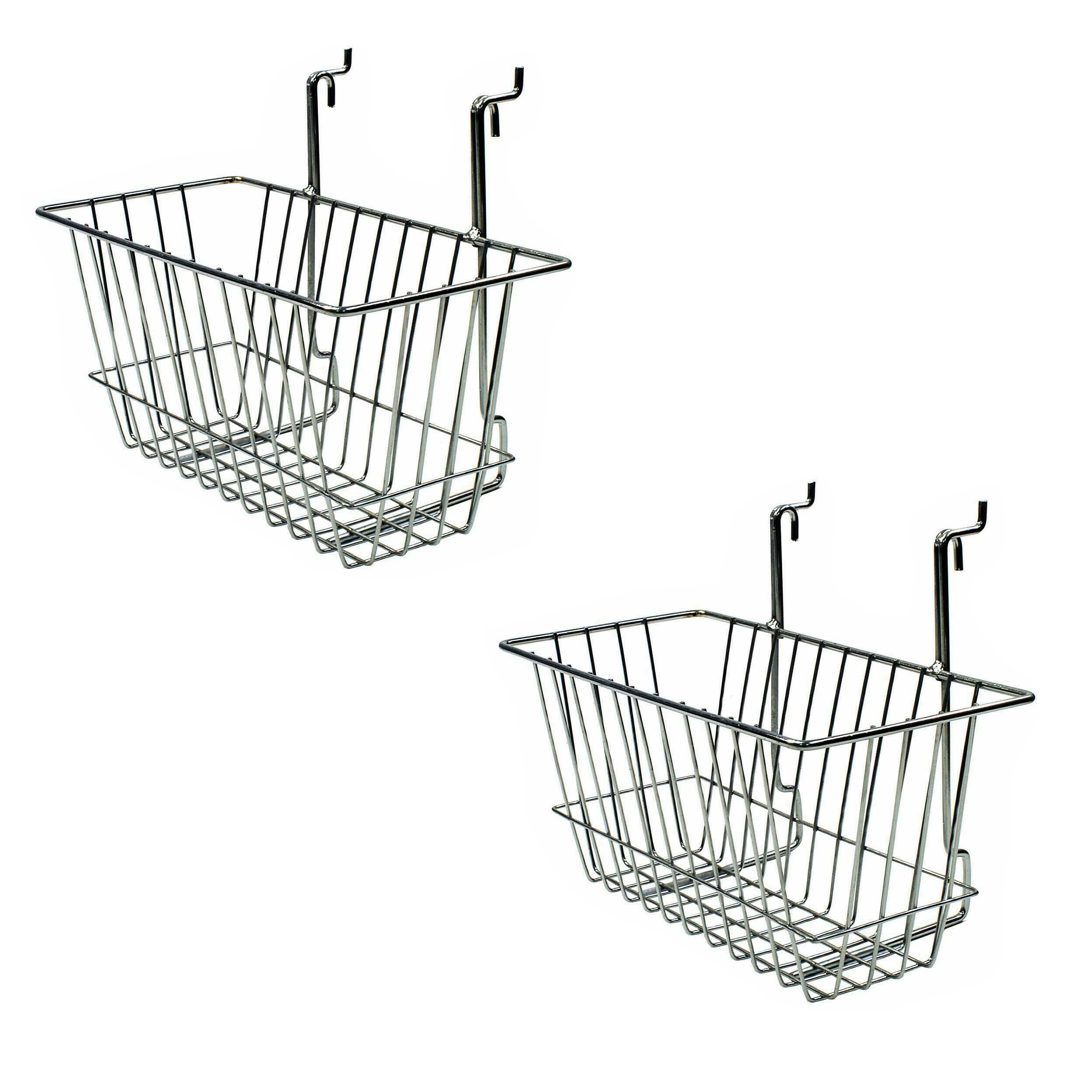My Shopfittings Chrome Slatwall/Gridwall Shelves & Baskets - 30 x 15 x 15cm. Narrow Multifit Basket (2)