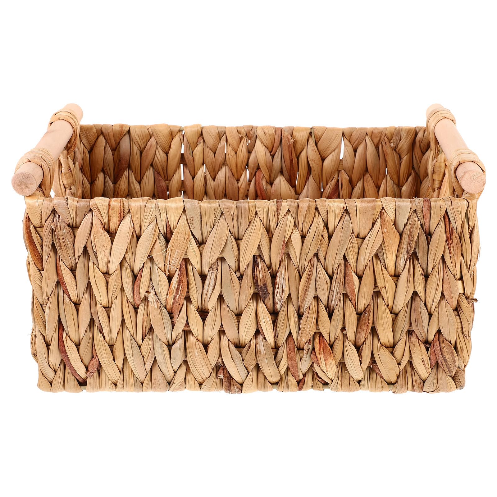 UKCOCO Cesta Tejida Organizadora, Cestas Organizadoras de Madera E Hierro, con Asa, Estilo Rústico y Natural, para Guardar Revistas en Casa