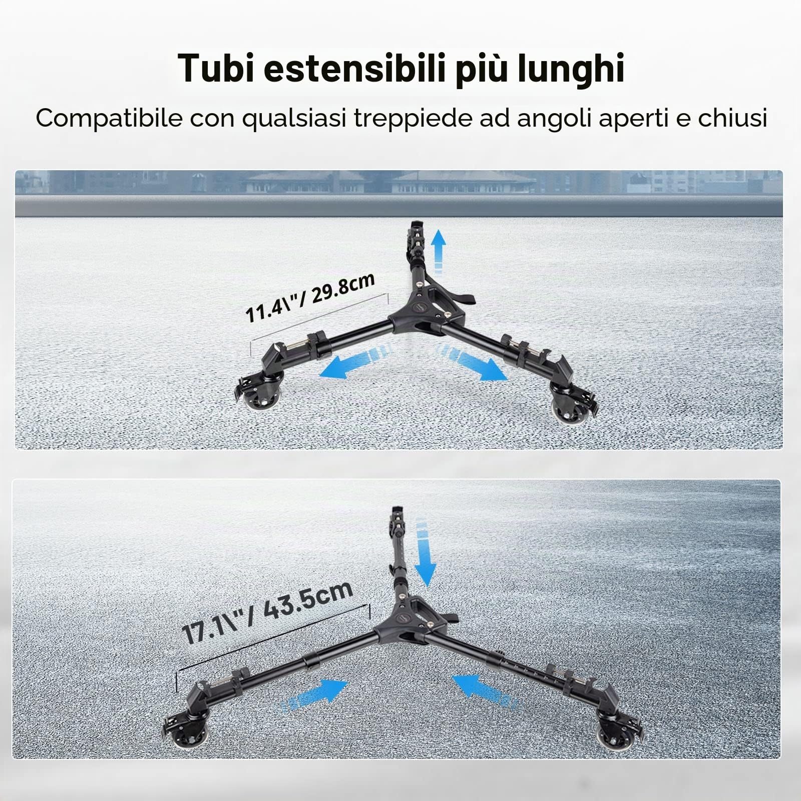 SMALLRIG Universal Tripod Dolly, Resistente con Supporti per Gambe Regolabili e Borsa per Il Trasporto, Carrello per Treppiede Fotografico, Capacità di Carico di 15 kg / 33 Libbre - 3986