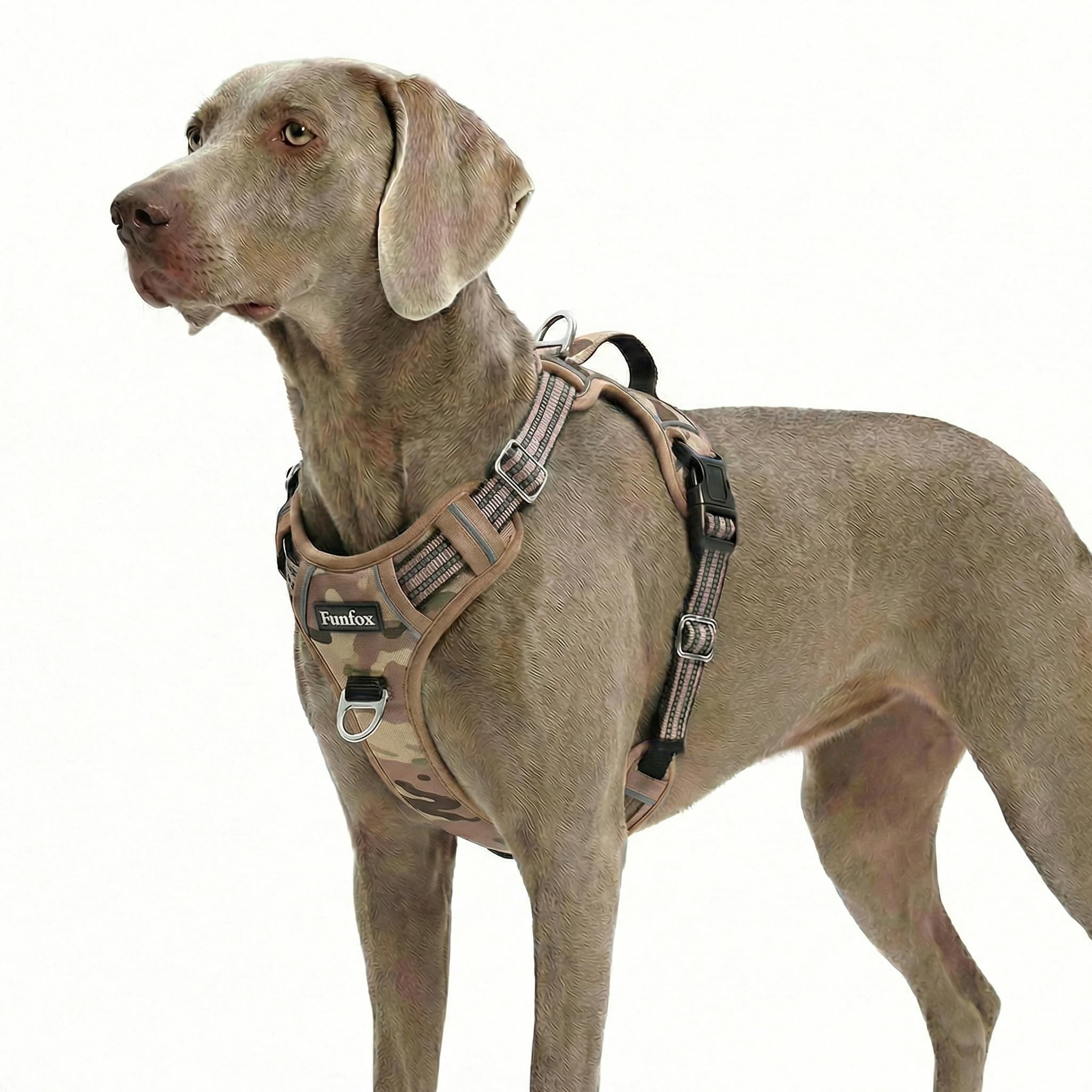 Funfox Hundegeschirr Mittelgroße Hunde, Anti Zug Brustgeschirr Verstellbares Geschirr Hund mit Griff Reflektorstreifen, No Pull Geschirr Hund für Kleine Mittlere Grosse Dog Harness