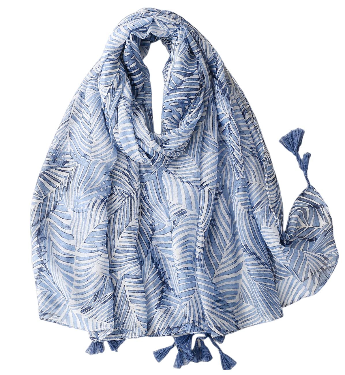 Fairygate Women's Fgyt17234 Scarf Gifts For Blue Scarfs With Tassel Shawl Wrap For All Season Warm Modern Print Scarves Lightweight Clearance Shawl Shawls For Weddings 17234