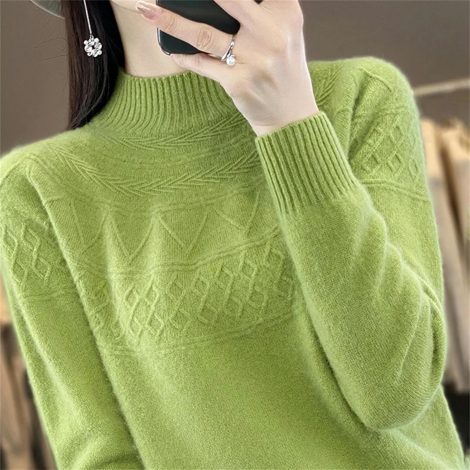 Damski sweter sweter damski sweter z golfem modny sweter luźny sweter w jednolitym kolorze