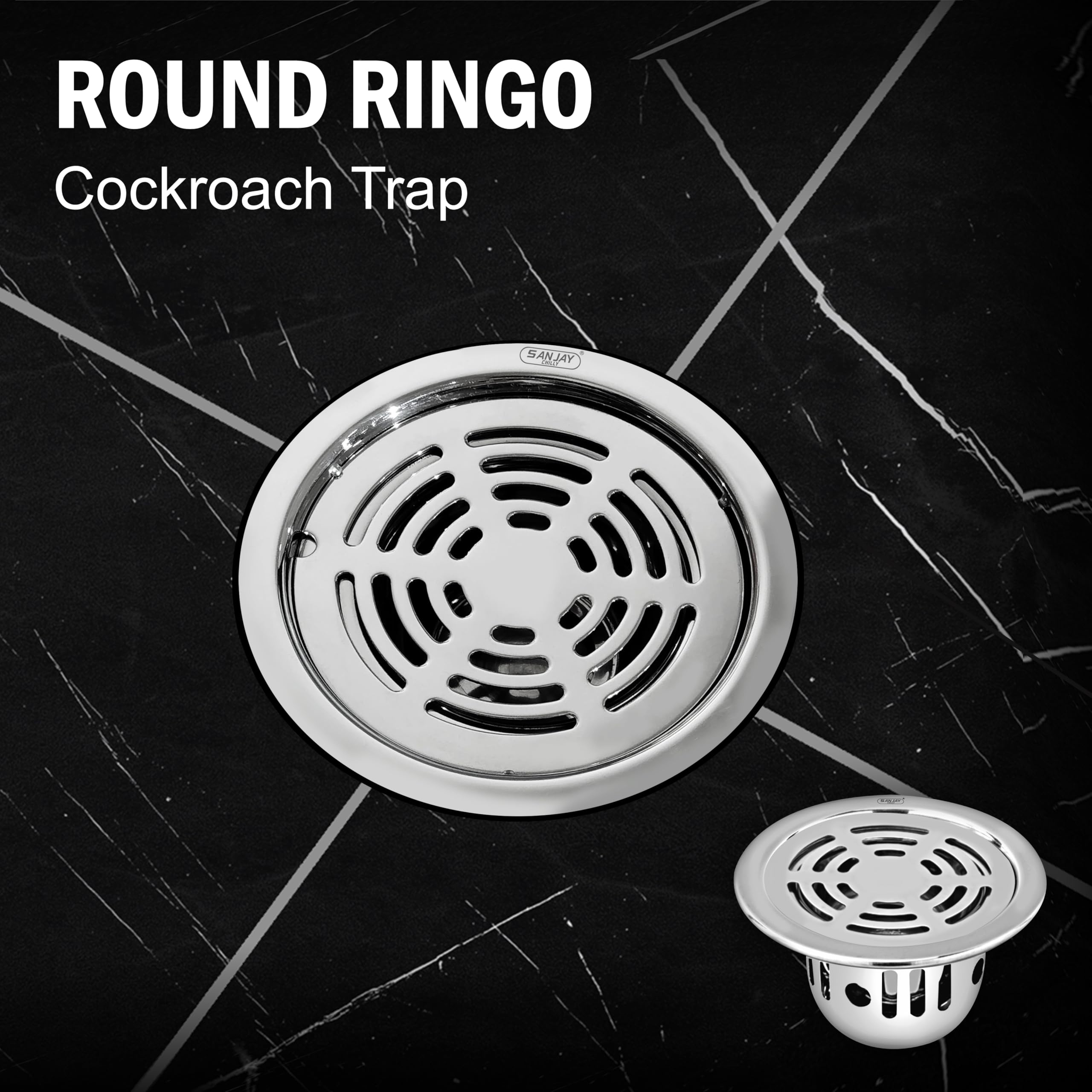 Sanjay Chilly Round Ringo Cockroach Trap 80mm 3 INCH Floor Drain Jali 304 Grade Stainless Steel Kitchen Floor Trap Anti Cockroach & Insects Long Lasting for Bathroom 1