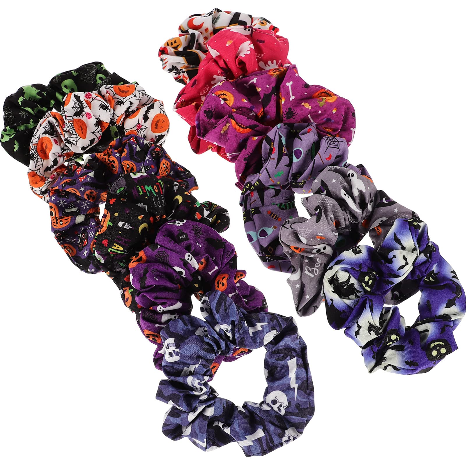 minkissy 48kawałki Gumki Do Włosów Halloween Elastyczne Scrunchie Akcesoria Do Włosów Dla Kobiet Wygodne Wiązania Kucyków i Upięć