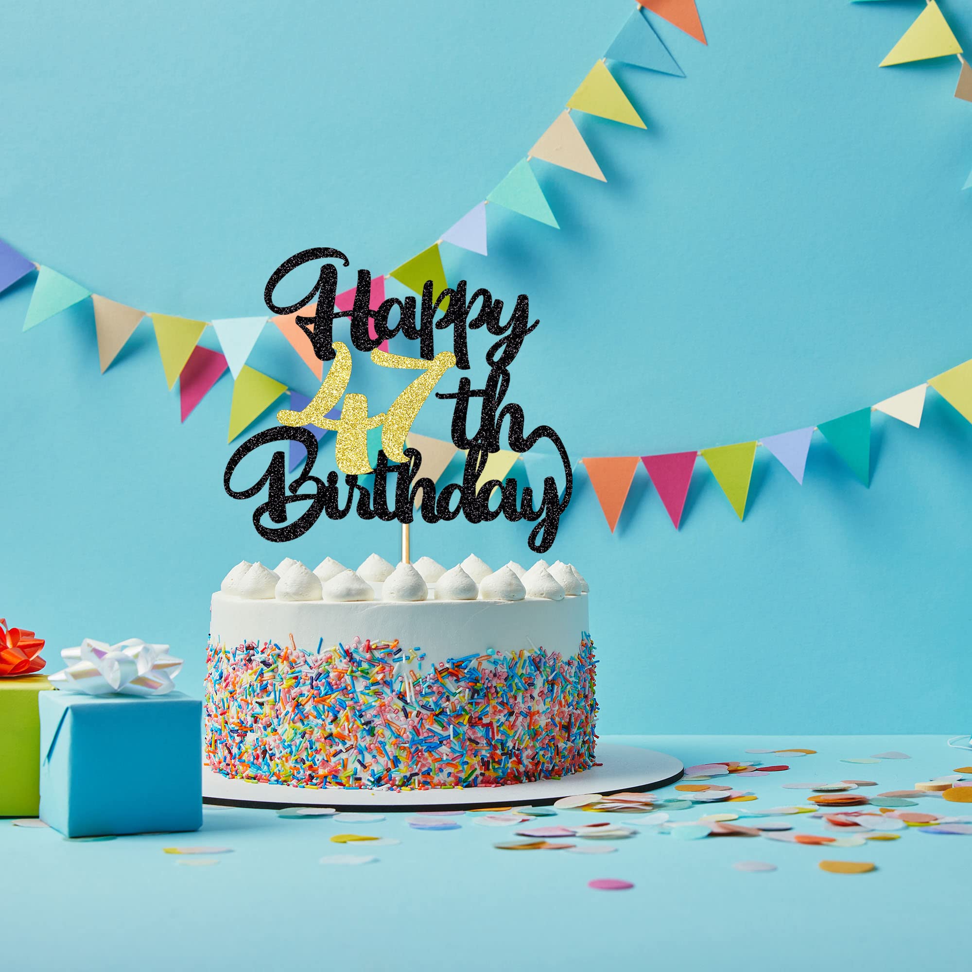 Klionjor 47th Birthday Cake Topper, Unique Design Cake Decoration for 47th Birthday Party Material, 1 Piece 2