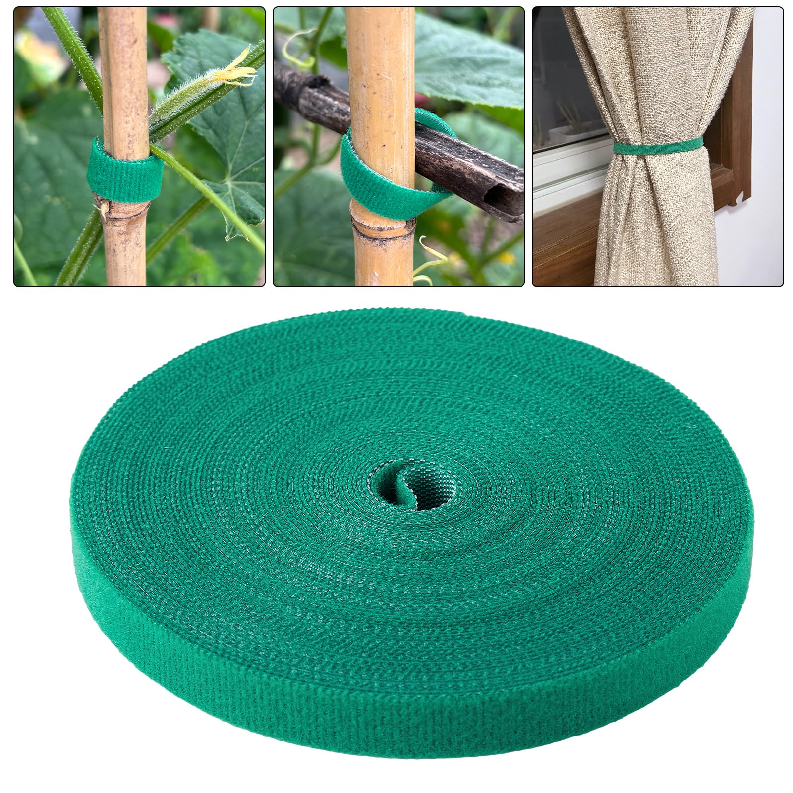 Tangyinrd 3 rollos de cinta verde para plantas, soporte para plantas de tomate, para un crecimiento eficaz para plantas trepadoras, reutilizables, ajustables, correas de jardinería