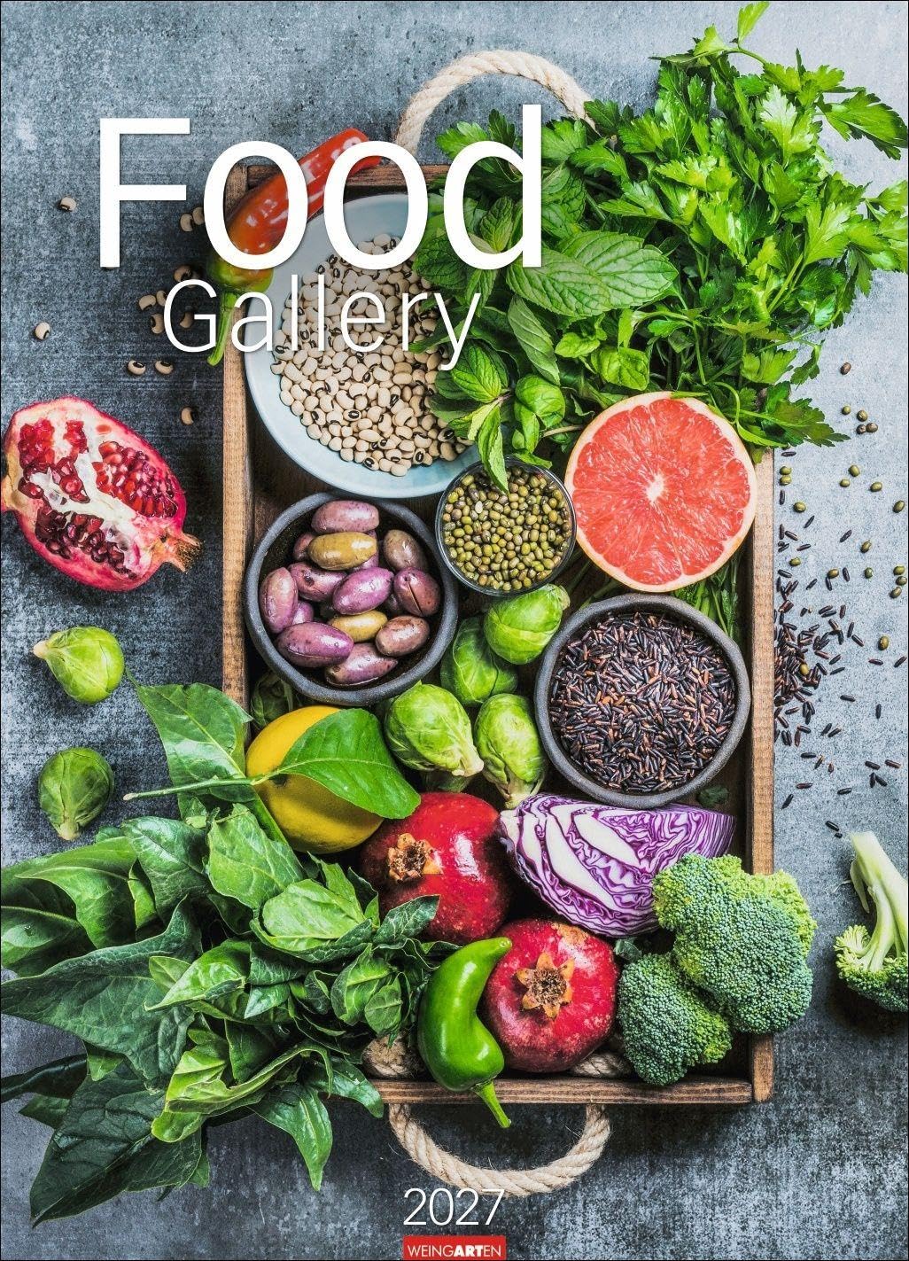 Food Gallery Kalender 2027: Großer Wandkalender mit 12 dekorativen Lifestyle-Fotos für die Küche. Food-Fotografie mit saisonalen Lebensmitteln. 49x68 cm Hochformat.