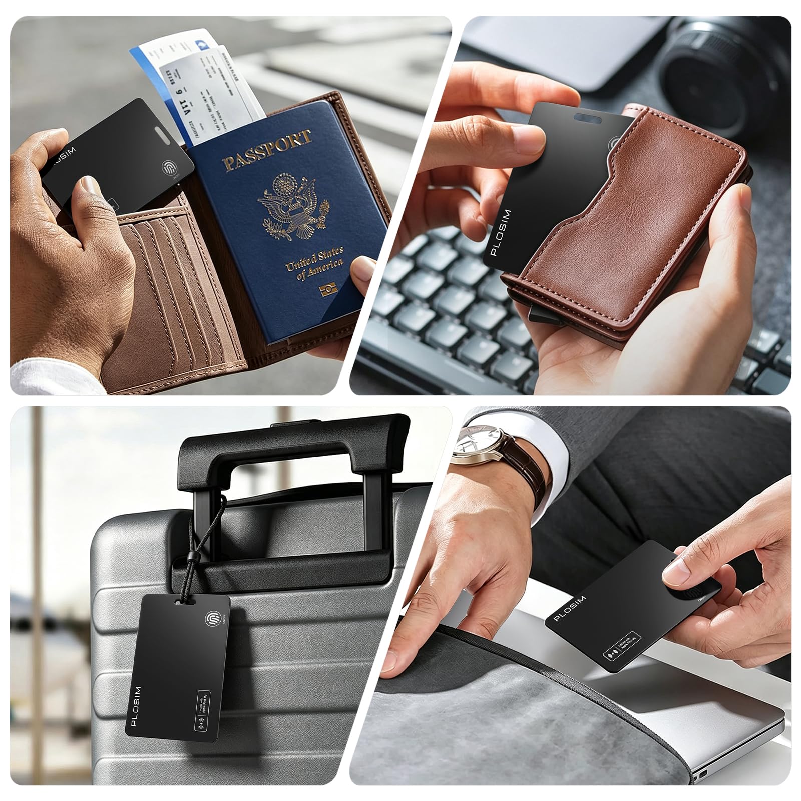 [Certificado Apple MFi] Rastreador de tarjetas para cartera, etiqueta inteligente ultrafina de 2.7 mm, funciona con Apple Find My, batería de 5 años, alarma de 80 dB, impermeable IP68 para pasaporte