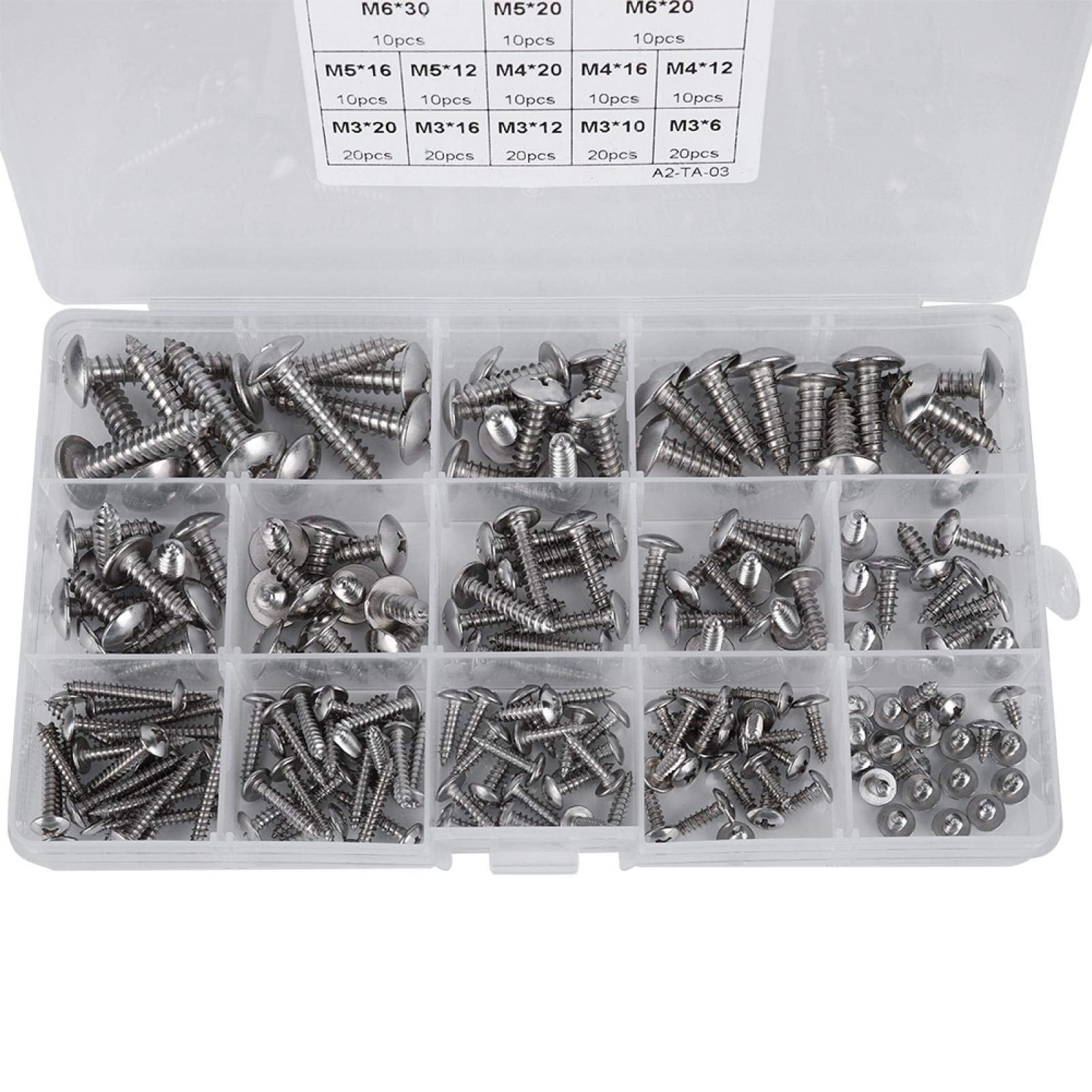 Set Viti A Testa Piatta 180 Pezzi - M3 M4 M5 M6 In Acciaio Inox, Per Fai-da-te E Riparazioni - Foto 8