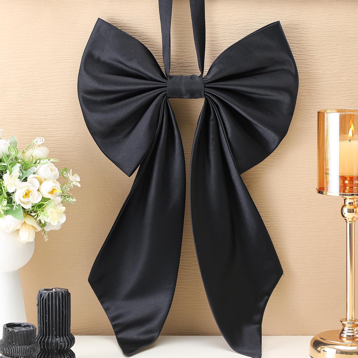 Janinka Big Bow 22", Large Bow for Decoration, Birthday Party Background Decor, Ribbon Hanging Decor for Door Windows Wedding Baby Shower Party Decoration(Pink,Polyester)