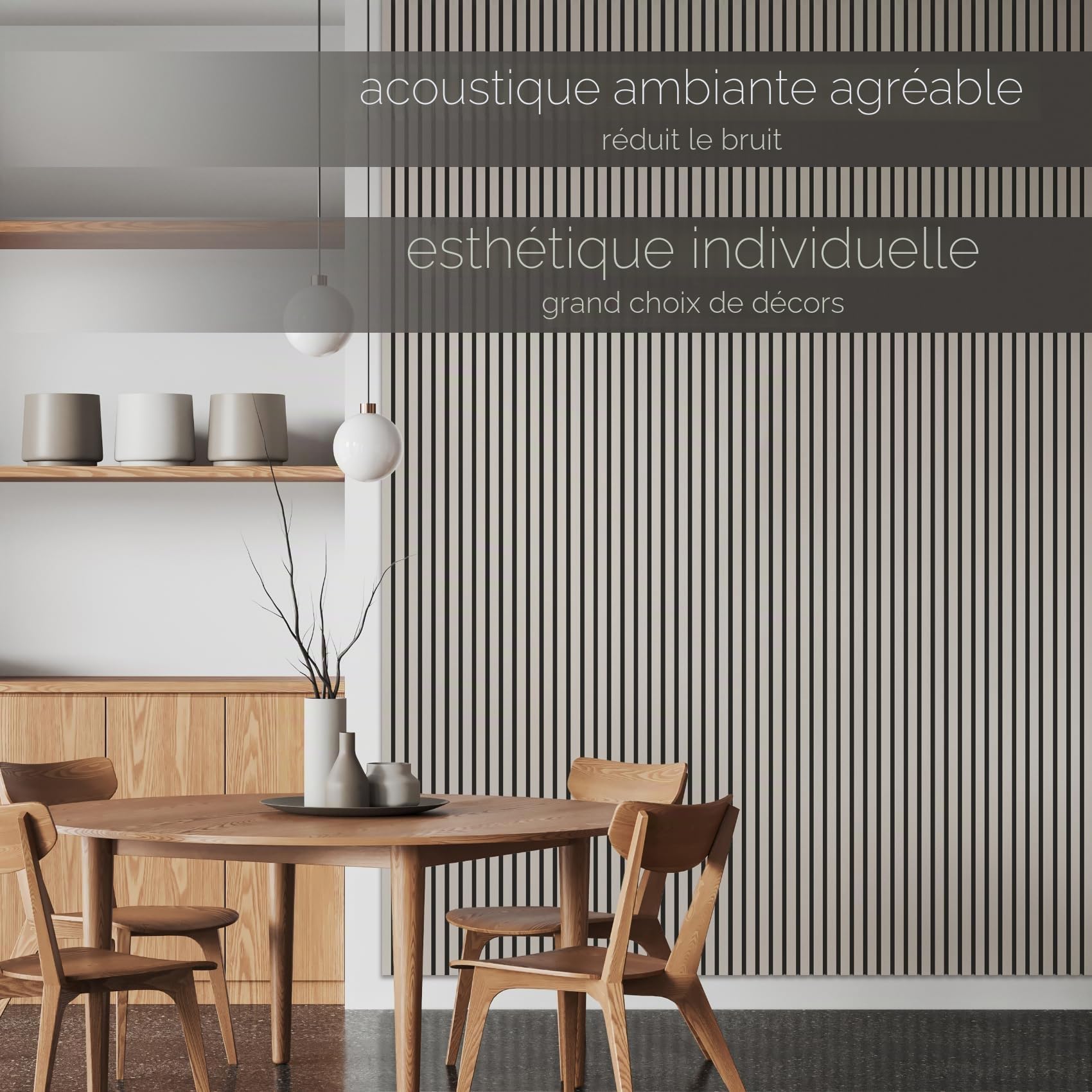 HEXIM Panneaux Acoustiques 138,5x60cm - Paroi à Lamelles Flexible Bois MDF Panneaux Muraux Revêtement à Lamelles Revêtement Mural (4 panneaux / 3,32 m² Sandgrey - APH02)