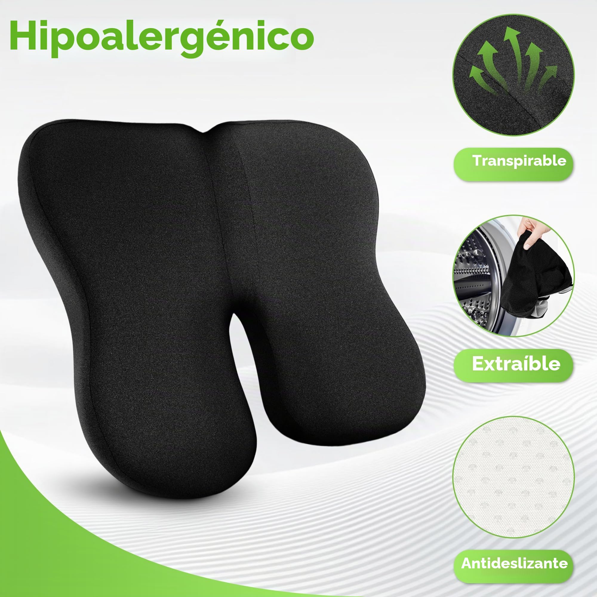 Cojín Antiescaras para Coxis – Cojin Silla Oficina Ergonómico de Espuma Viscoelástica con Abertura, Cojin Coxis para Oficina, Coche y Gaming
