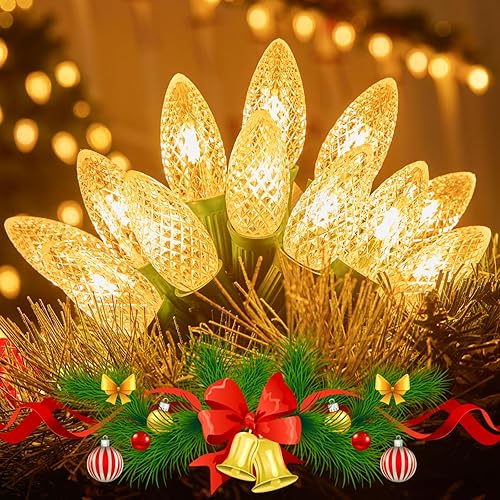 Miniatura 9 de Luces de Navidad al Aire Libre Brightown, 100 Pies de Cadenas LED Comerciales con Bombillas Multicolor C9 en Forma de Fresa, Impermeables, Varios