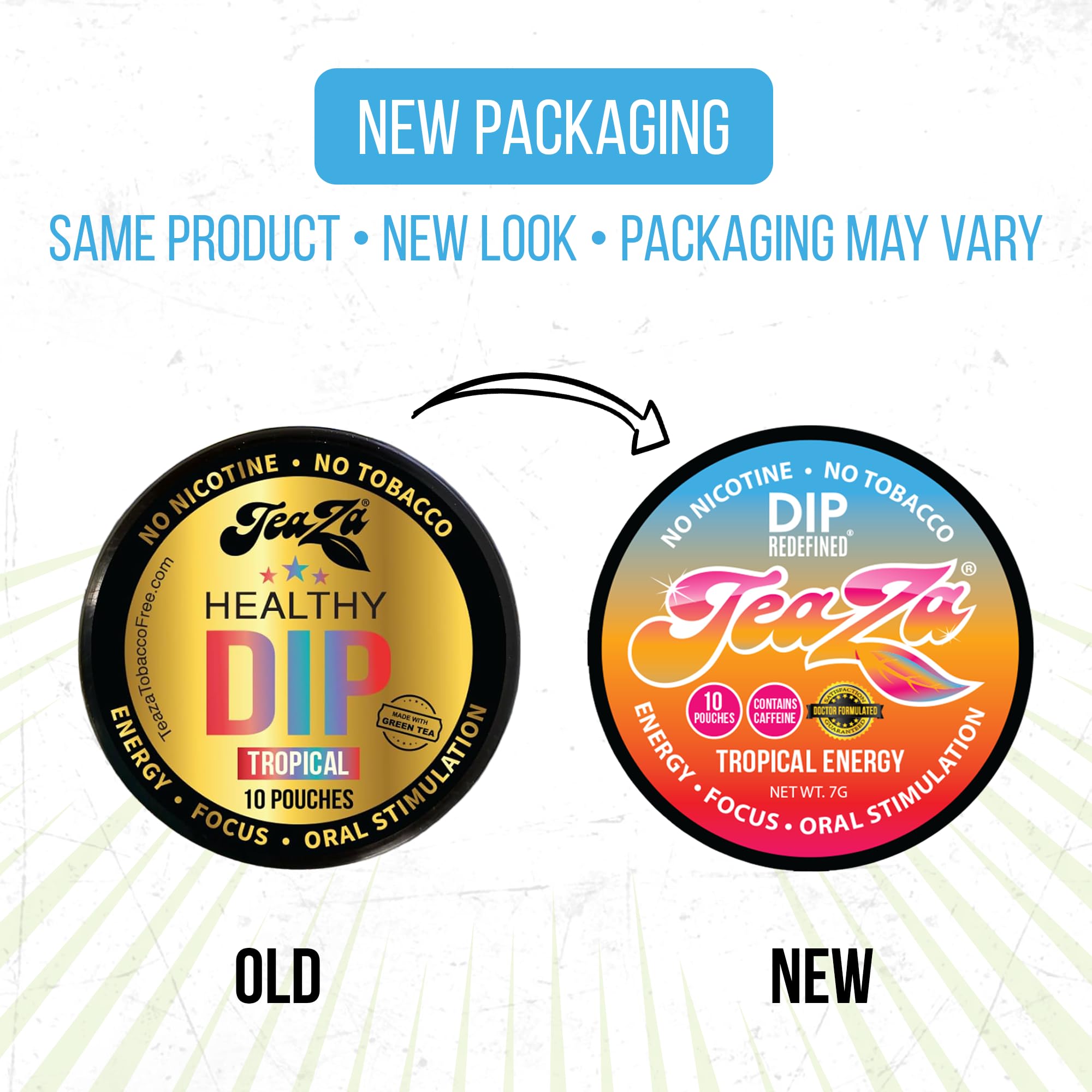 Amazon.com: TeaZA Energy Pouches - Tobacco Free Chew Nicotine Free, Smokeless  Alternative Snuff and Healthy Chewing Dipping Tobacco Alternative with  Fruit Flavors Pineapple Mango Citrus (Tropical