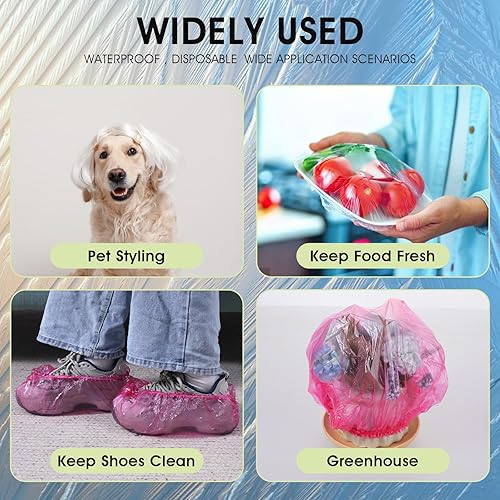 Miniatura 7 de 100 gorros de ducha desechables, gorros de ducha para mujeres, gorros de ducha de plástico, gorro de ducha grande, gorro de ducha elástico, para uso