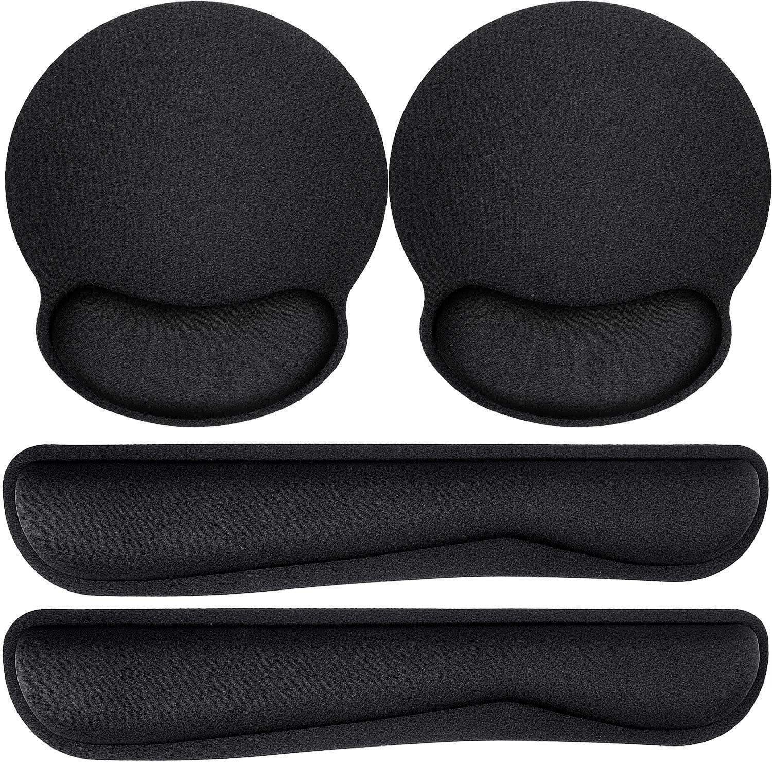 Wetest Keyboard Wrist Rest and Mouse Pad with Wrist Support, 2 Pack Upgrade Memory Foam Set for Computer/Laptop/Mac, Durable & Comfortable & Lightweight for Easy Typing & Pain Relief ( Black (SB1)