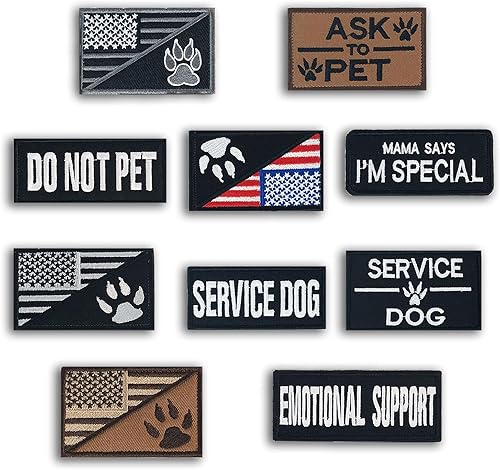 Miniatura 1 de 10 parches para perros de servicio, chaleco para perro, parches extraíbles para servicio bordado táctico de gancho arnés conjunto de parches para