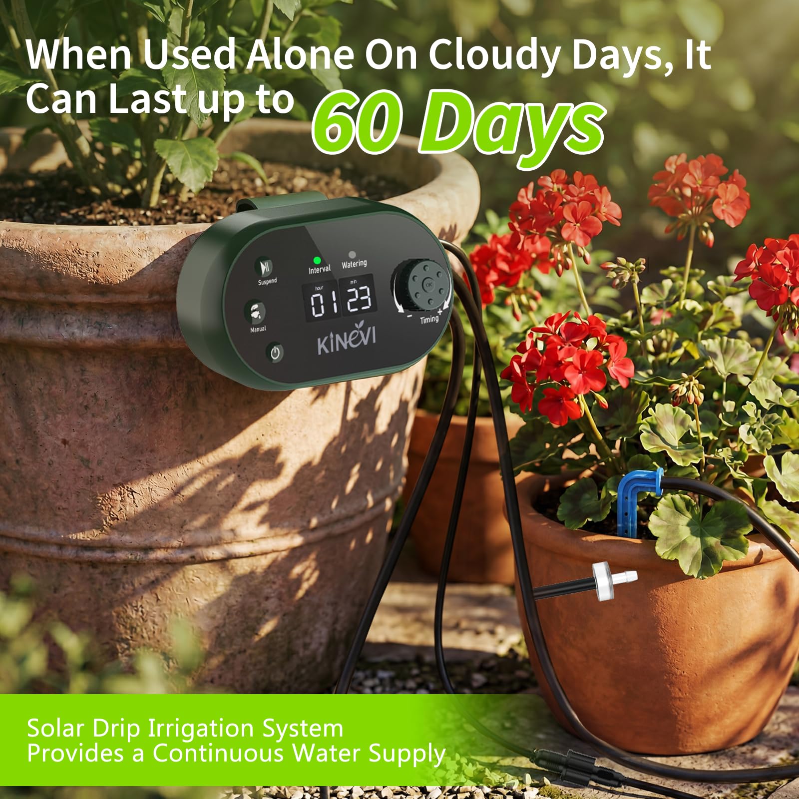 Sistema de riego solar de 8 W para jardín, riego automático con temporizador de 22 modos, manguera de 30 m y 30 chorros de goteo, juego de riego por goteo para balcón, bancal, invernadero y plantas en