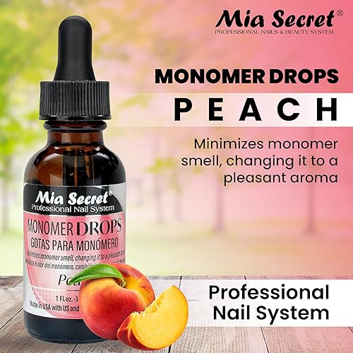 Miniatura 2 de Mia Secret Monomer Drops - Aroma de durazno - 1 oz - Neutralizador de olores - Acrílico líquido