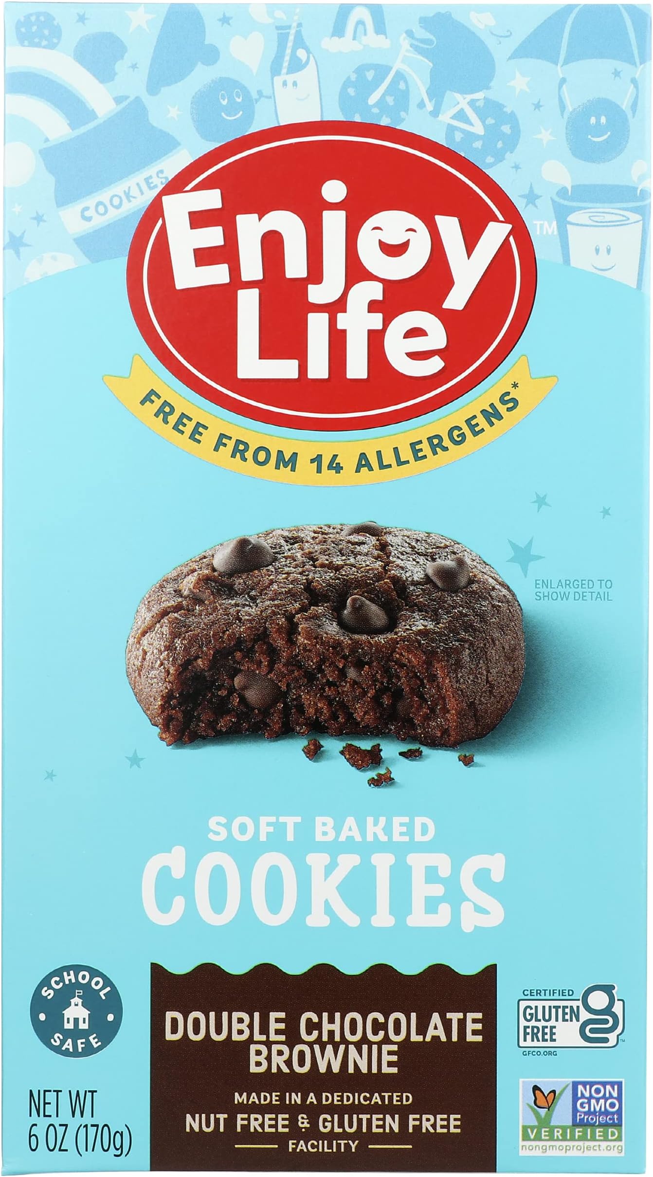 ENJOY LIFE FOODS Soft Baked Cookies, Double Chocolate Brownie,6oz (170g)