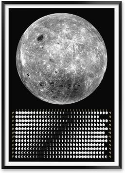 MeloPrints 2026 Moon Calendar with Lunar Phases, Astronomy Wall Art for Stargazers and Home Decor