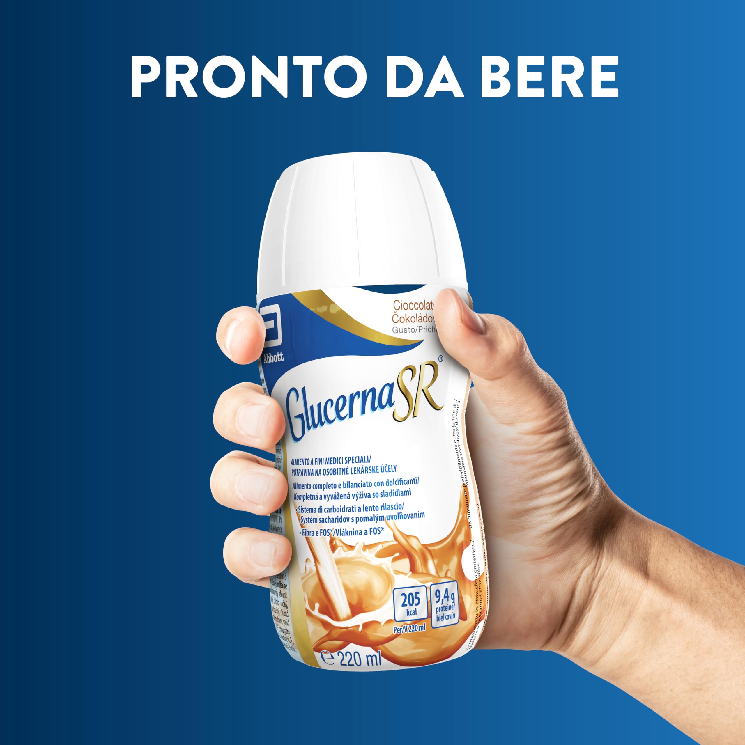 Glucerna SR | Alimento a Fini Medici Speciali Per Diabetici | Confezione 6X220ml | Gusto Cioccolato