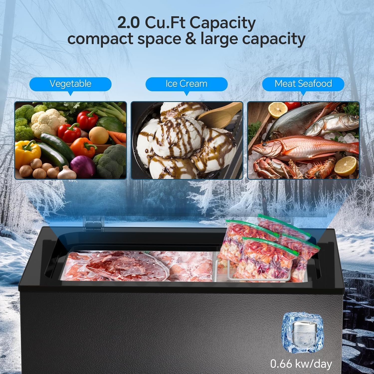 Kismile 5.0 Cubic Feet Chest Freezer With Removable Basket Free Standing Top Open Door Compact Freezer With Adjustable Temperature For Home/Kitchen/Office/Bar (5.0 Cubic Feet, Black)… on Fridge.com - View 5
