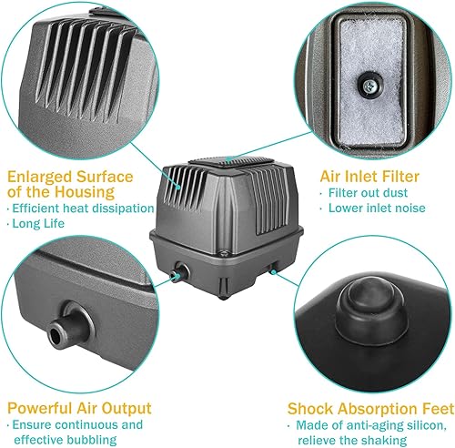 Miniatura 4 de Bomba de aire lineal para aireación de estanques, uso séptico e hidropónico, 950 GPH, estanque Koi y aireador de acuario