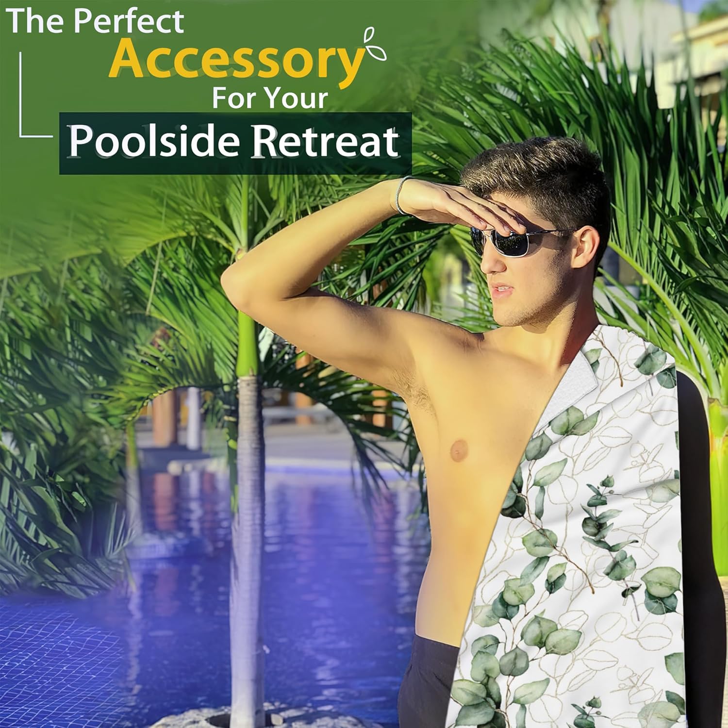 Eucalyptus Leaves Bathroom Hand Towels, Golden Green Lines Bath Hand Towel for Decorative Fingertip Towels Set of 2 for Farmhouse Gym Kitchen Hotel Yoga Gifts - Image 7